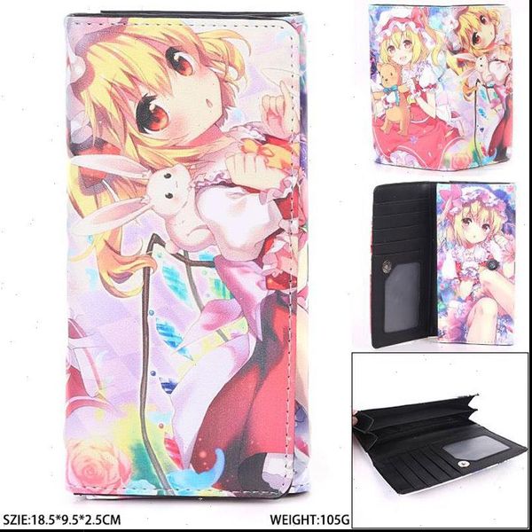 

anime touhou project flandre scarlet long wallet pu purse with magnetic button mycqb 4, Red;black
