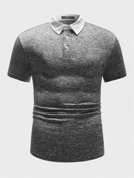 

men marled contrast collar polo shirt r545#, White;black