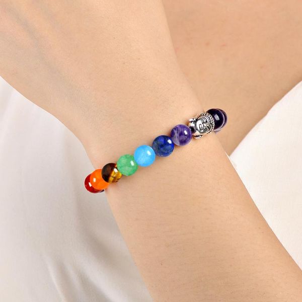 

link, chain bright coloured stone beads bracelet for men women cool simple gifts party elastic bracelets round bangles trendy jewelry, Black