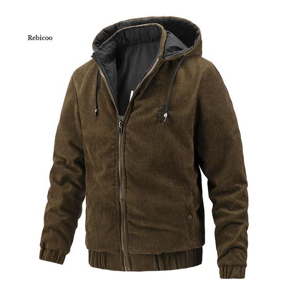 

men's jackets men jacket casual solid color double face streetwear corduroy mens winter sports outwear hoodied, Black;brown