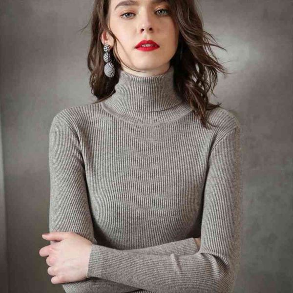 

vk ins spring autumn fashion women rib knit foldover turtleneck pull sweater casual soft jumper stretch pullover clothes, White;black