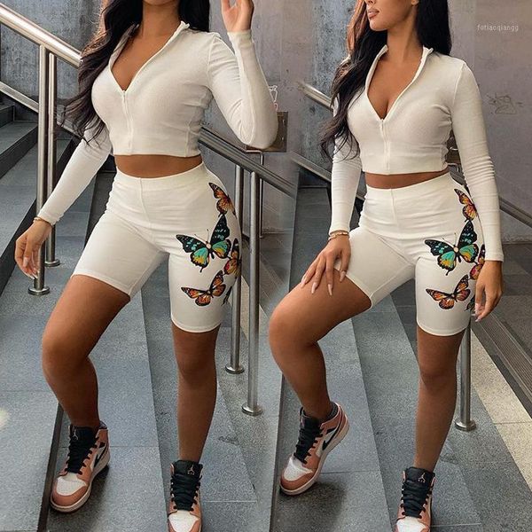 

women's tracksuits long sleeve short printed shorts sports suit, Gray