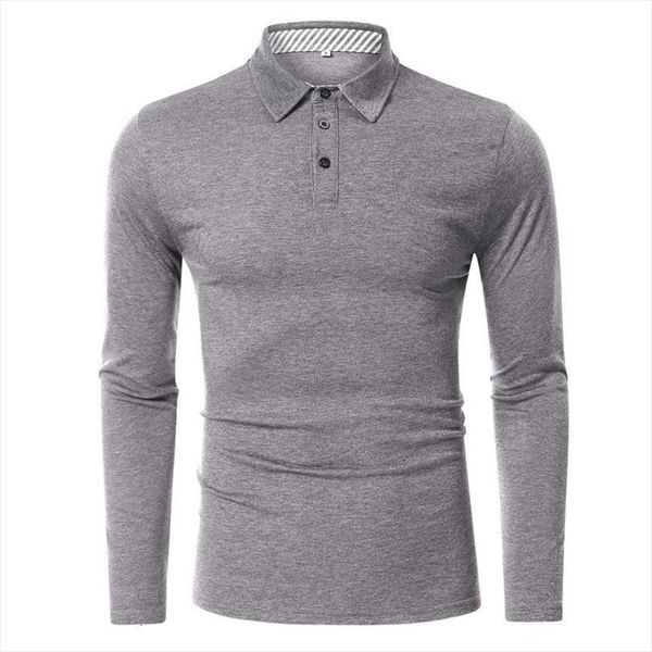

long sleeve shirts solid men polo color slim casual basis, White;black