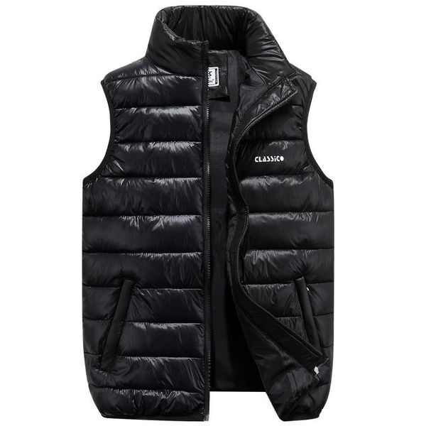 

men's vests brand sleeveless vest jacket mens autumn winter men outwear solid cotton coat thicken waistcoat male gilet homme 6xl, Black;white