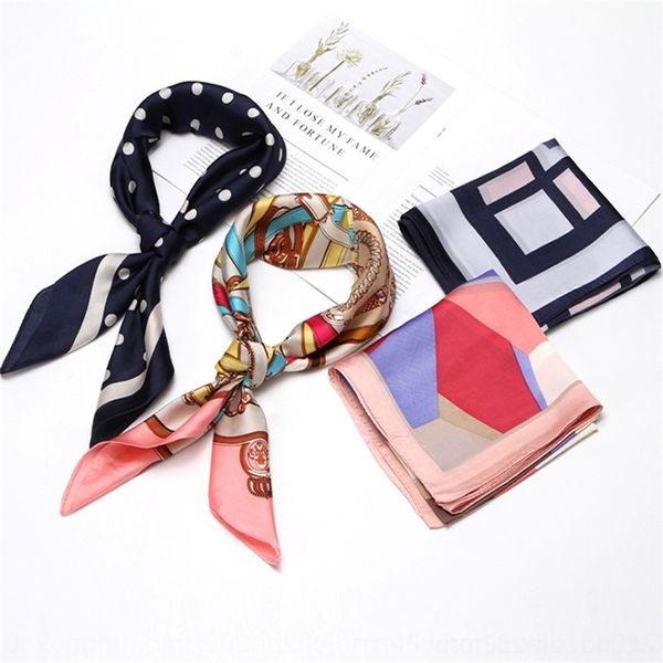 

nrf spring and cravat autumnface ties towel face towel square satin silk simple fashion versatile 70cm small square small silk scarf profes, Black;gray