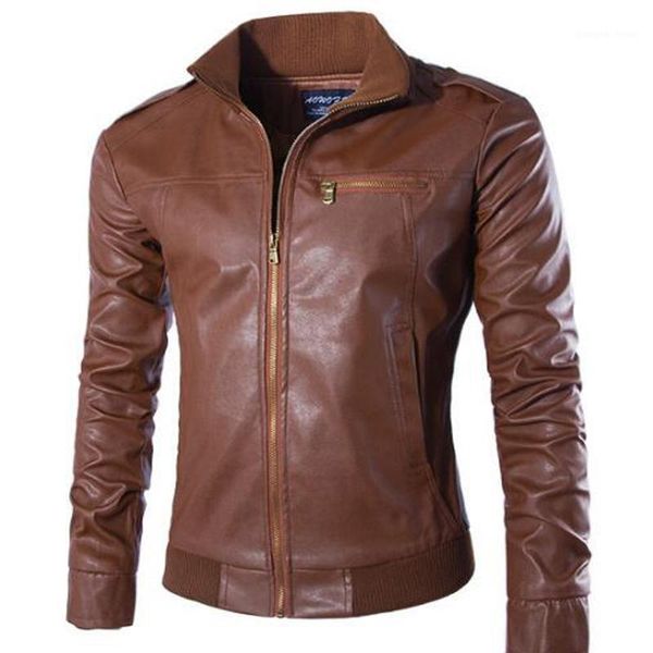 

men's fur & faux leather mandarin collar jacket men pu jackets, Black