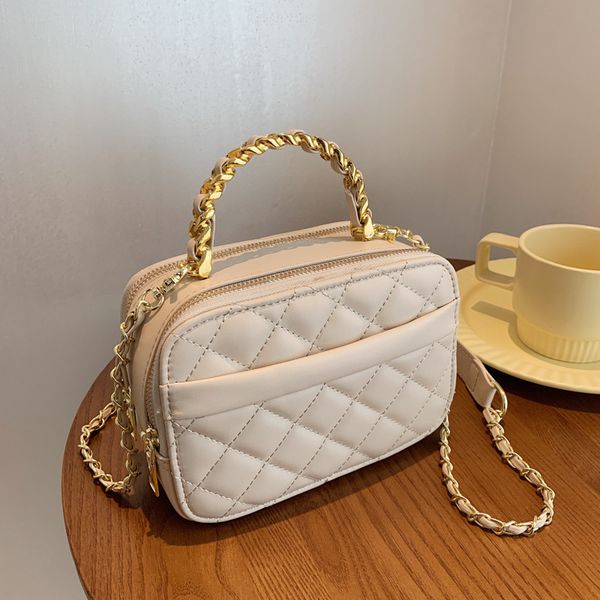 

handbag lingge chain bag women's 2021 summer fashion texture single shoulder small square net red foreign style solid color messenger