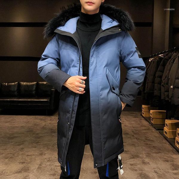 

-30 degrees winter jackets thicken men's down cotton jacket with fur collar warm parka men casual waterproof long coat1, Black