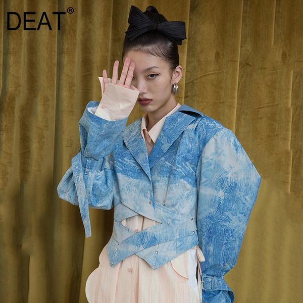 

loose fit blue printed big size short jacket lapel long sleeve women coat fashion tide spring 2021 1da936 women's jackets, Black;brown