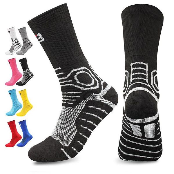 

sports socks mens basketball cycling cotton towel bottom non-slip sweat absorption outdoor, Black