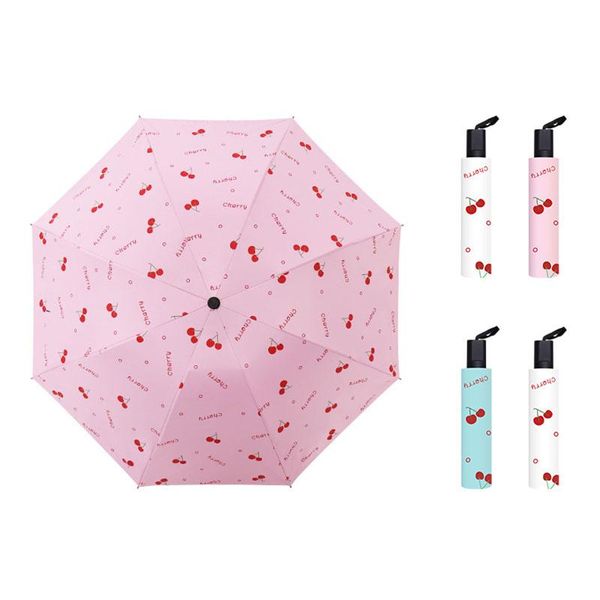 Guarda-chuvas Yada Moda Frutas Cherry Chuva UV 3 Dobrável Guarda-chuva Para As Mulheres Crianças À Prova de Vento YS210004