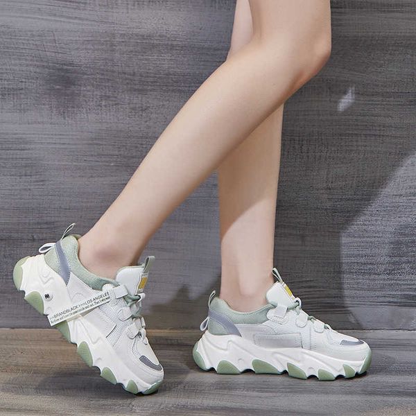 

spring 2021 leather daddy shoes women's korean version versatile film bottom sports thick shallow mouth