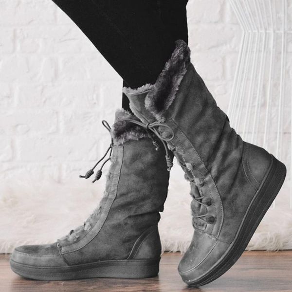 

boots western cowboy women round toe flat snow winter suede calf russia warm#g31, Black