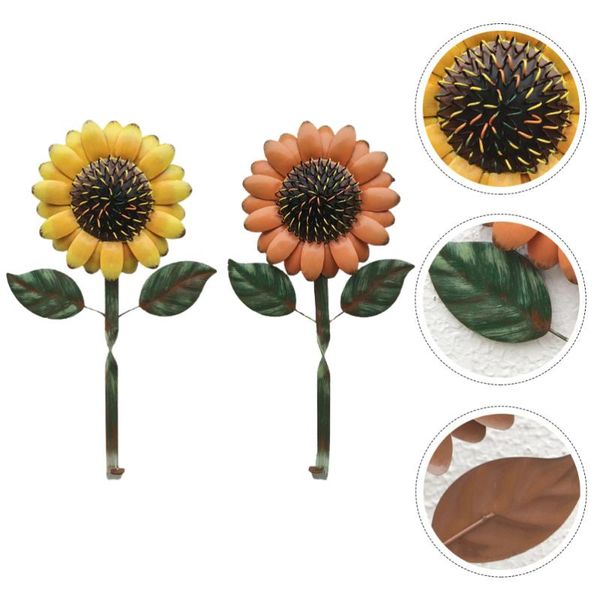 

hooks & rails 2pcs creative wall-mounted storage hangers wall sunflower