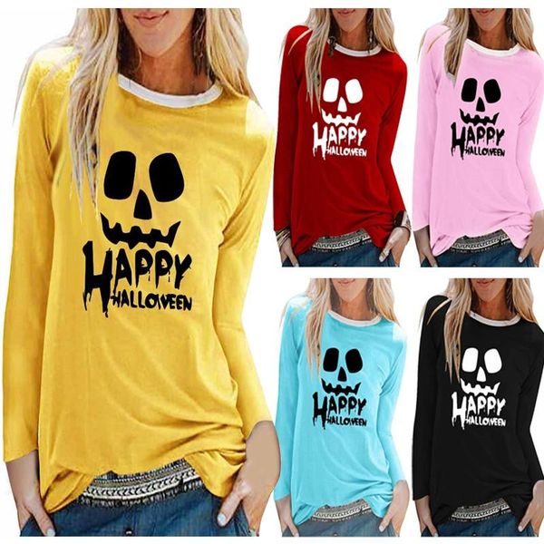 

women's t-shirt arrival t shirt for women halloween funny face printed round neck pullover ropa mujer verano 2021, White