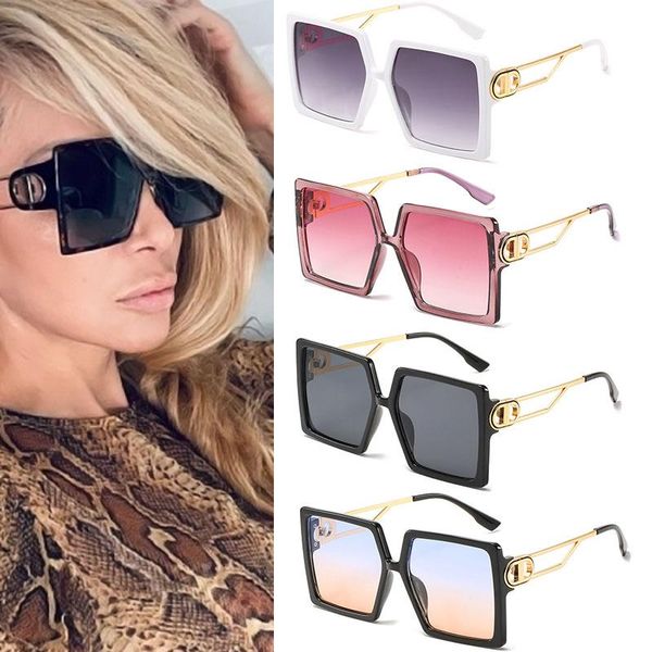

sunglasses oversized frame square women personality vintage gradient lens eyeglasses uv400 gafas de sol, White;black