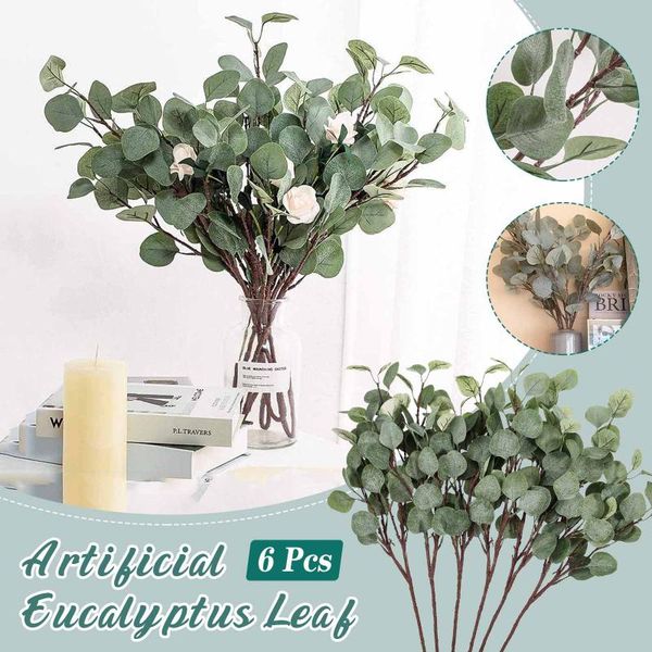 

pcs artificial flowers silk lambs ear leaf eucalyptus spray greenery plant leaves for home decorative wedding #m & wreaths