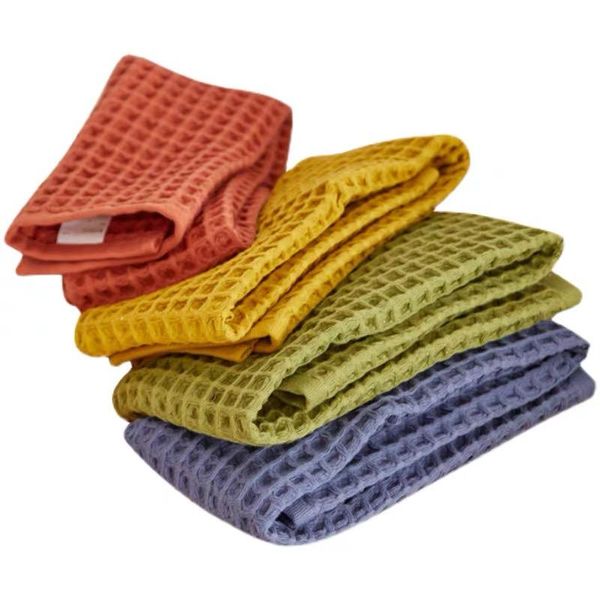 

towel simple pure color 100% cotton longstaple waffle absorbent face