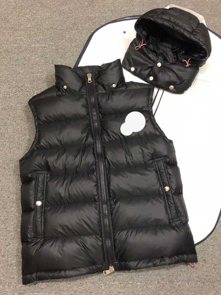 

monclair classical maya mens down vests french brand designer embrodered double bandge style womens downs vest, Black;white