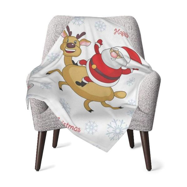 

baby blanket funny santa claus and reindeer merry christmas baby swaddle wrap blanket for baby girl boy, soft plush fleece