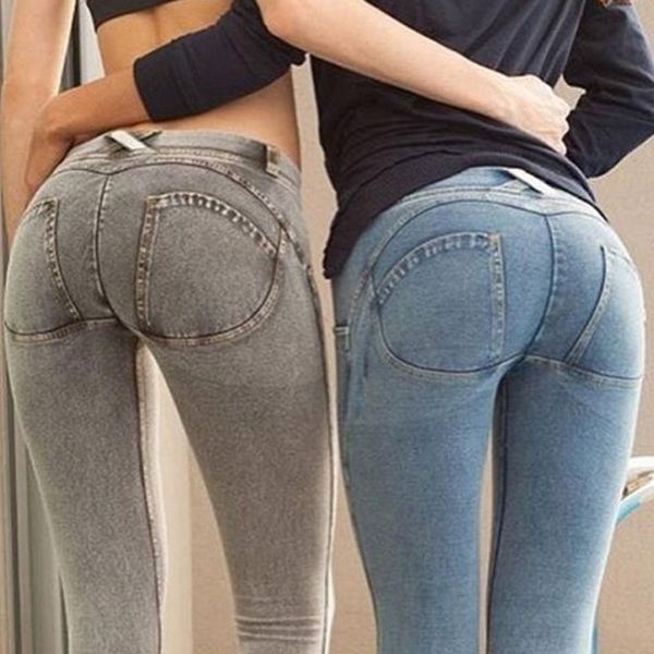 

skinny jeans woman low waist ladies fake pocket boyfriend black for women denim pencil pants women's, Blue