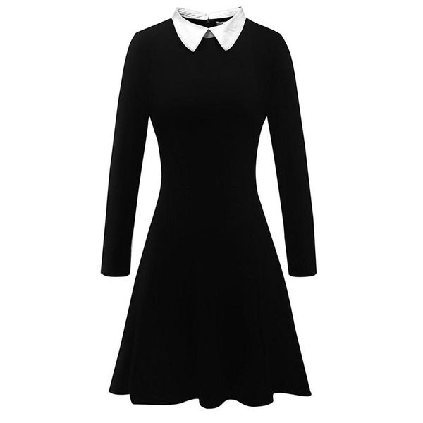 

casual dresses add black dress winter cute peter school preppy style long sleeve brand white pan collar ladies office vestidos, Black;gray