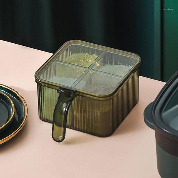 

storage bottles & jars useful seasoning container with handle multi-purpose 4 grids pepper holder spice pot jar 1 set