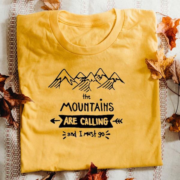 

the mountains are calling and i must go t-shirts men women camping tees fancy summer graphic cotton hiking outdoor tshirt women's t-sh, White