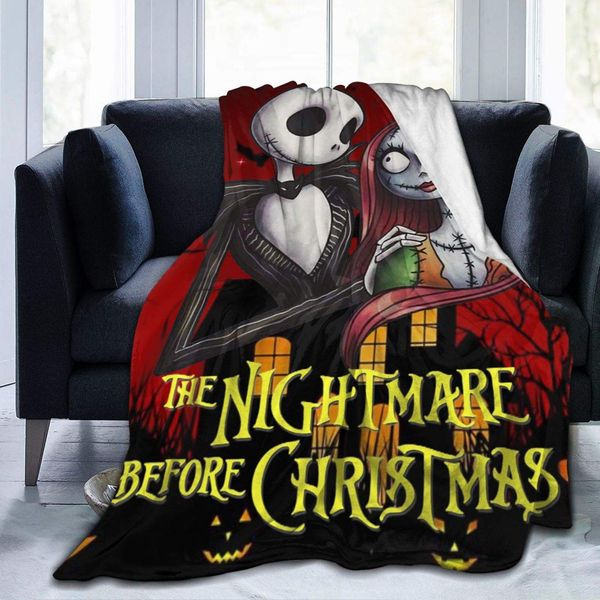 

3d fleece bed blankets, jack skellington fan art gift poster halloween throw blankets, anti-static super soft travel blanket fit