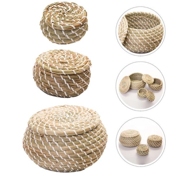 

storage baskets 1 set hand woven multipurpose containers (assorted color)
