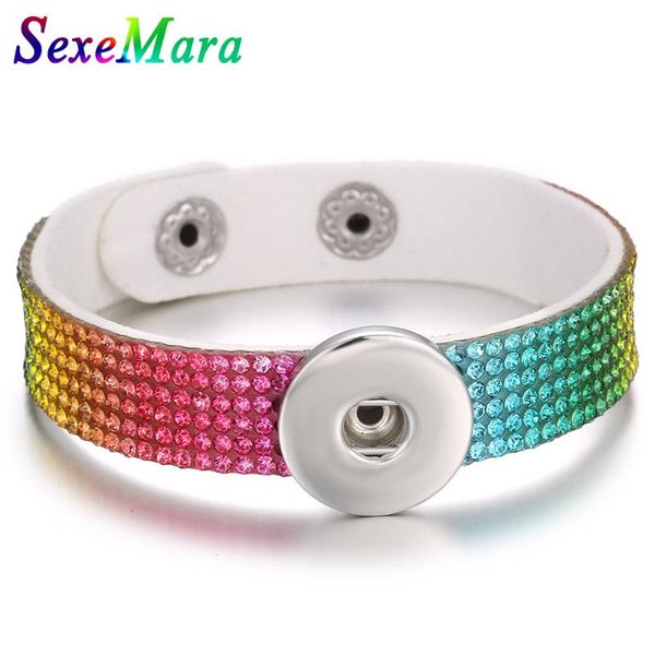 

charm bracelets 2021 snap jewelry colorful leather bracelet for women fit diy 18mm elastic buttons, Golden;silver