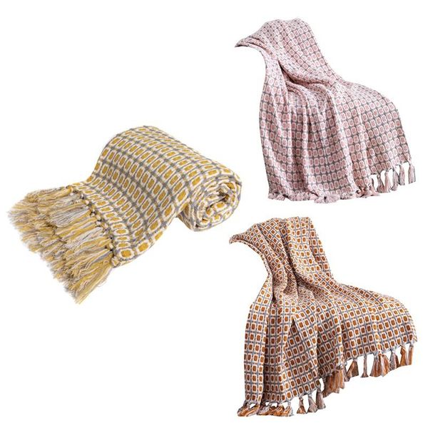 

blankets knitted blanket sofa throw with tassels travel tv nap air condition