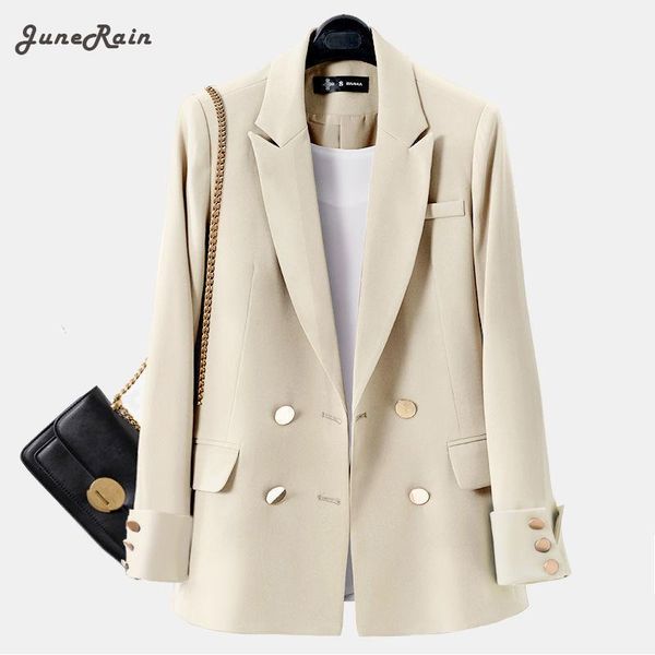 

women's suits & blazers junerain women 2021 autumn fashion double breasted blazer coat female vintage long sleeve office lady pockets o, White;black