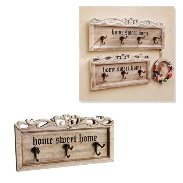 

hooks & rails vintage iron on wooden board wall door for decoration