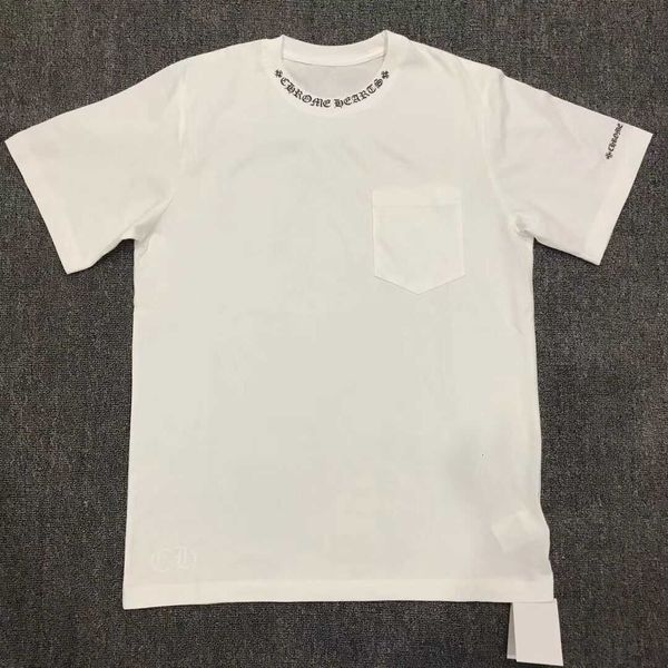 

crosin sleeve chao 2020 new ch brand croker short printed round neck simple solid color letter cross arm t-shirt for, White;black