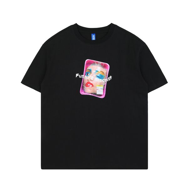 

men cotton t shirt digital printed short sleeve t-shirts men's womens hip hop tee 4 colors size s-xl, White;black
