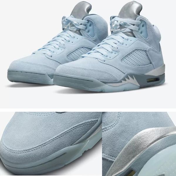 

5 wmns bluebird basketball shoes suede 5s p blue football grey-metallic silver-white men women outdoor sports sneakers with original box dd9