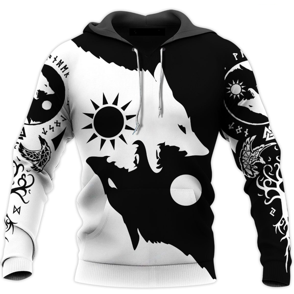 

men's hoodies & sweatshirts beautiful viking tattoo 3d printed hoodie harajuku fashion hooded sweatshirt fall oversized jacket, Black