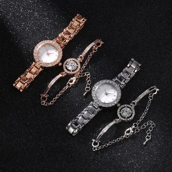 

wristwatches fashion women bracelet diamond watches set luxury bangle quartz clock ladies for valentine's day gift, Slivery;brown