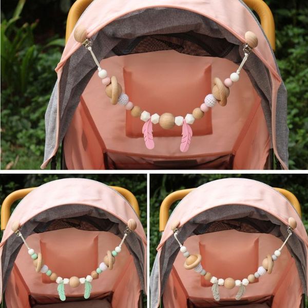 

stroller parts & accessories 97bc pram chain with clips nature wooden string mobile rattle toys neborn gift
