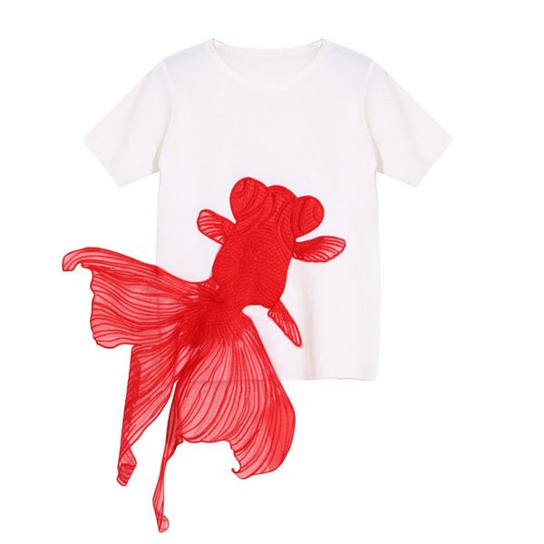 

t shirt casual embroidered animal shirt for female o neck short sleeve t shirts women clothing 2021 fashion style, White