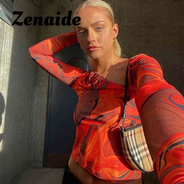 

women's t-shirt zenaide tie dye aesthetic t shirt y2k long sleeve harajuku gothic cut out graphic orange crop women i7ji, White