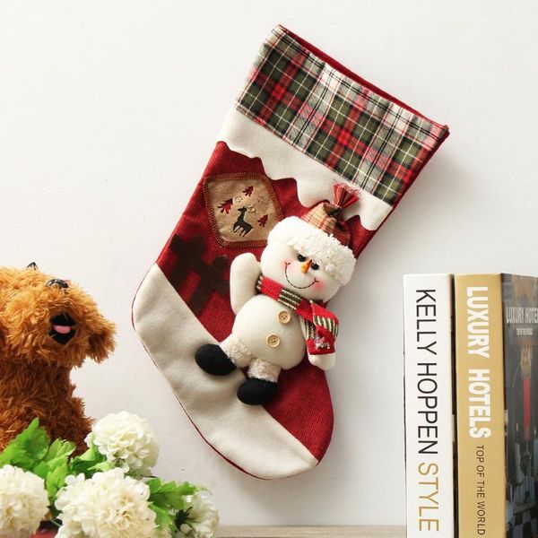 

3d personalised embroidered christmas santa snowman candy stocking gift bag
