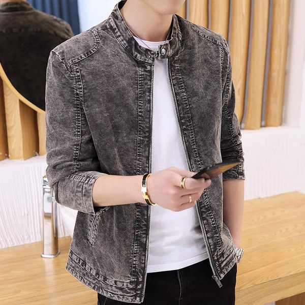 

men's jackets high cotton fashion casual jacket 2021 spring and autumn korean style slim stand collar, Black;brown