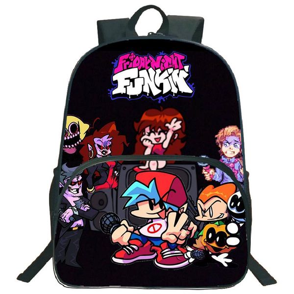 

backpack mochila friday night funkin children's kids cartoon game pattern rucksack boys girls school bags teens 16 inch bookbag