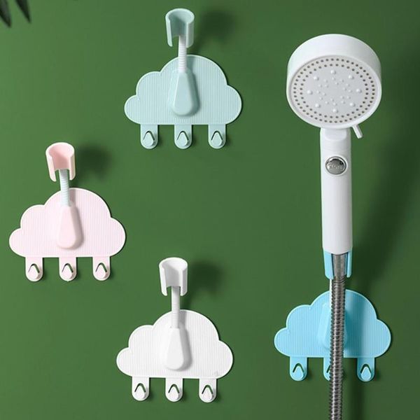 

bath accessory set self adhesive cloud shape shower head catcher wall mounted punch-abs rotatable holder for bathroom el