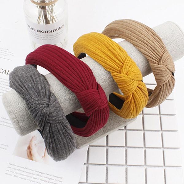 

women's korean hair accessories knitted hairband solid color retro elastic stretch