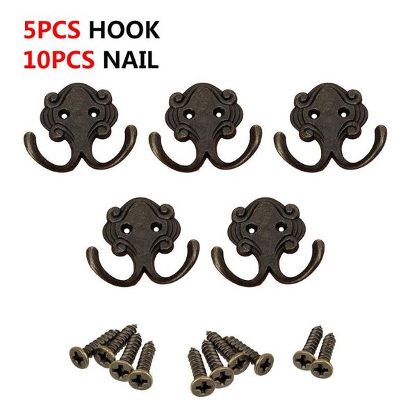 

5pcs hook zinc alloy coat kitchen clothes bag door back hat home storage organization bags