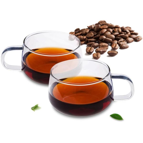 

mugs creative heat-resisting glass coffee mug water tea wine cups w/ handle