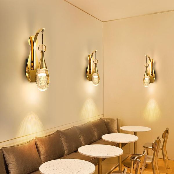 

european style gold crystal wall lamp dining room living bedroom bedside balcony porch corridor aisle mirror front light lamps